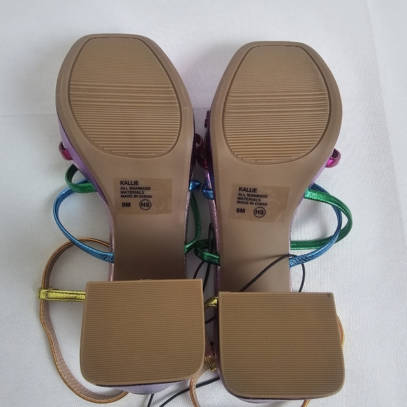 Pop Fuchsia Multi Colored Kallie Heeled Sandals Size 8 - Picture 9 of 13